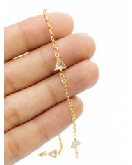 Zirkon Taşlı Kuyumcu Zinciri Altın Üçgen 5mm - 1m