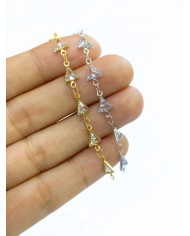 Zirkon Taşlı Kuyumcu Zinciri Altın Üçgen 6mm - 1m
