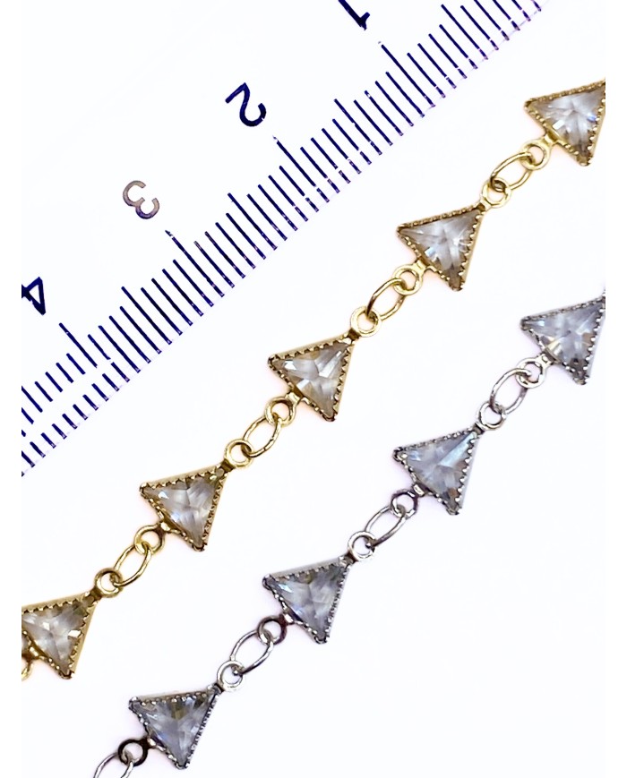 Zirkon Taşlı Kuyumcu Zinciri Altın Üçgen 6mm - 1m