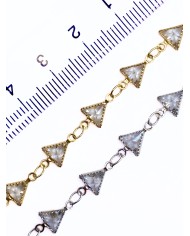 Zirkon Taşlı Kuyumcu Zinciri Altın Üçgen 6mm - 1m