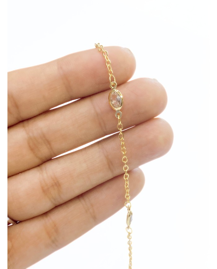 Zirkon Taşlı Kuyumcu Zinciri Altın Tekli Yuvarlak 5mm - 1m