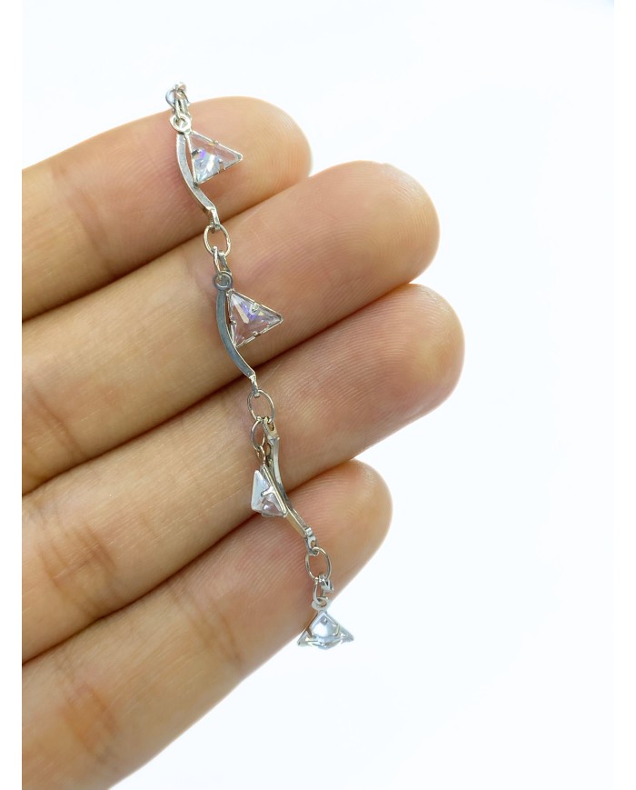 Zirkon Taşlı Sallantılı Kuyumcu Zinciri Altın Üçgen 5mm - 1m