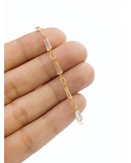 Zirkon Taşlı Kuyumcu Zinciri Altın Dikdörtgen 5mm - 1m