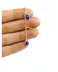 Mineli Sallantılı Kuyumcu Zinciri Altın Mavi Nazar Boncuğu 5mm - 1m