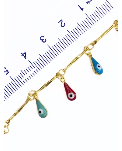 Mineli Sallantılı Kuyumcu Zinciri Altın Renkli Nazar Boncuğu 5mm - 1m