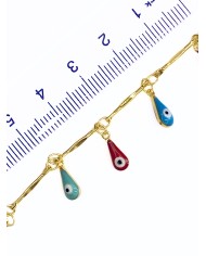 Mineli Sallantılı Kuyumcu Zinciri Altın Mavi Nazar Boncuğu 5mm - 1m