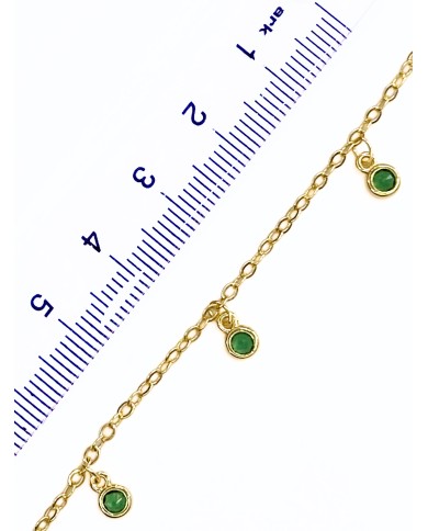 Cam Taşlı Sallantılı Kuyumcu Zinciri Altın Yeşil Yuvarlak 5mm - 1m