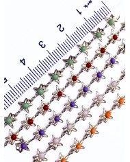 Mineli Kuyumcu Zinciri Gümüş Renk Mor Yıldız 5mm - 1m