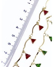 Zirkon Taşlı Kuyumcu Zinciri Gümüş Altın Renk Kırmızı Üçgen 5mm - 1m