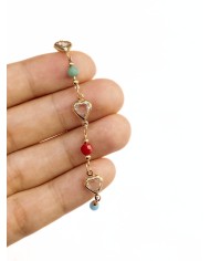 Cam Taşlı Kuyumcu Zinciri Altın Renk Kalp 5mm - 1m