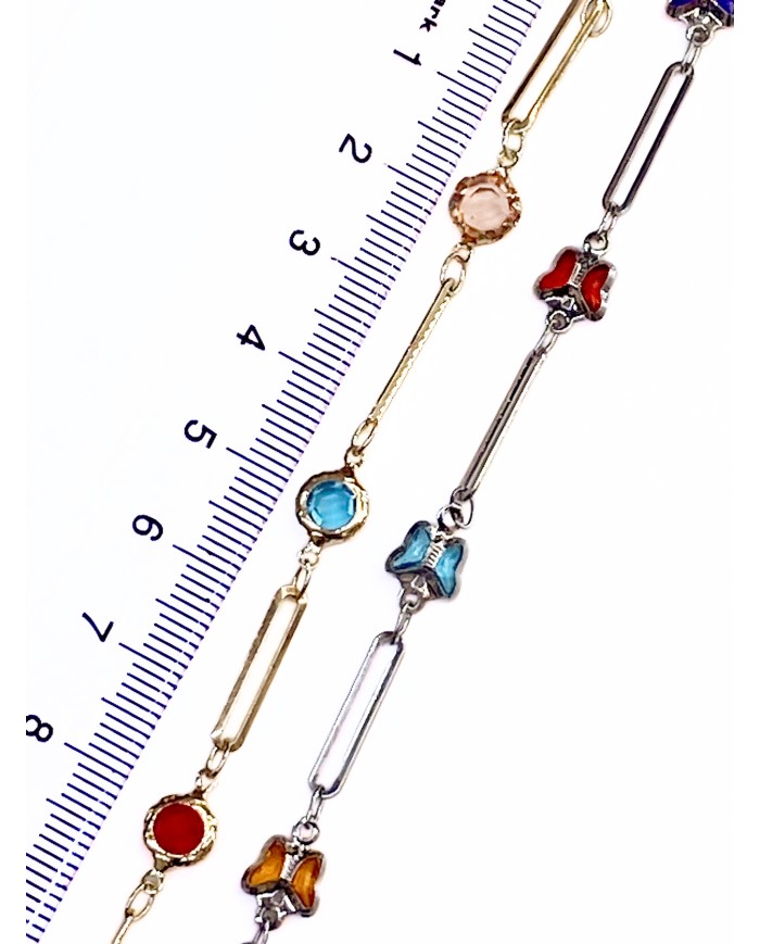 Cam Taşlı Kuyumcu Zinciri Altın Renk Yuvarlak 5mm - 1m