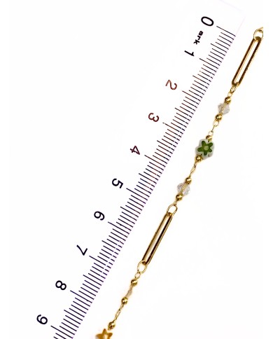 Mineli Kuyumcu Zinciri Altın Renk Çiçek Renkli 5mm - 1m