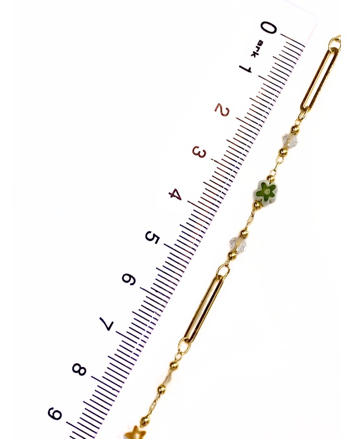 Mineli Kuyumcu Zinciri Altın Renk Çiçek Renkli 5mm - 1m