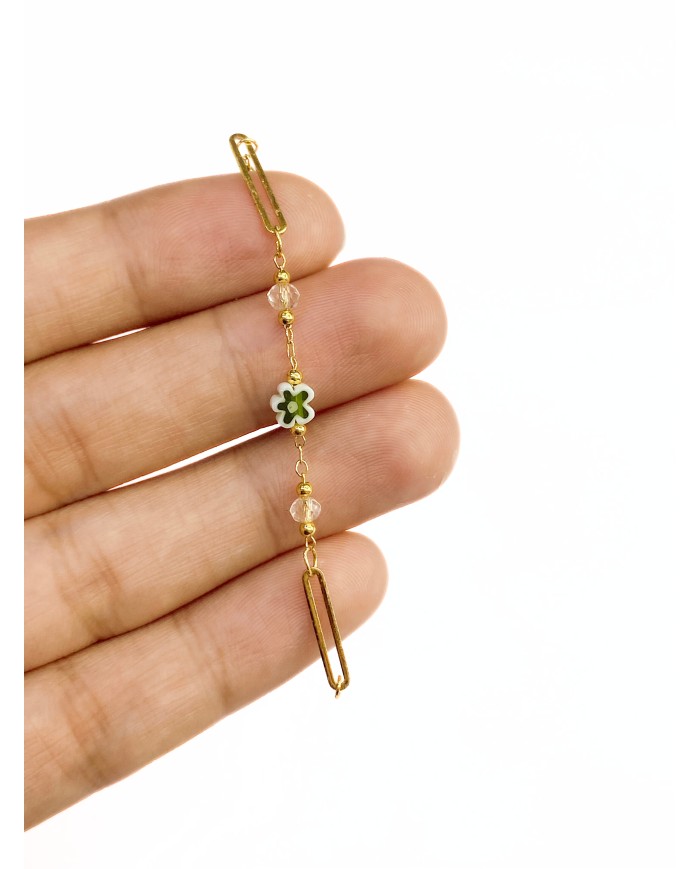 Mineli Kuyumcu Zinciri Altın Renk Çiçek Renkli 5mm - 1m