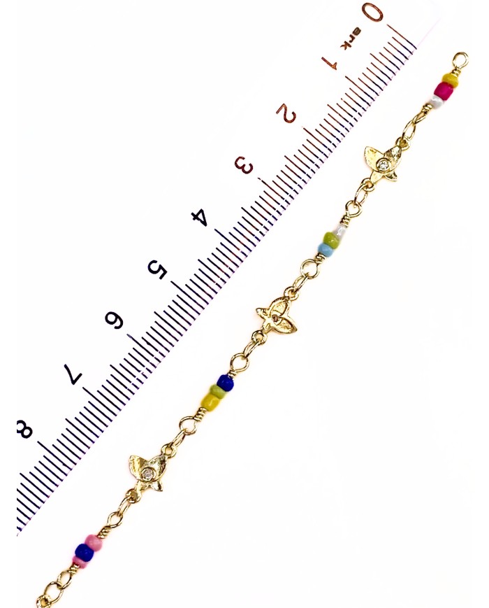 Cam Taşlı Kuyumcu Zinciri Altın Renk Kelebek 5mm - 1m