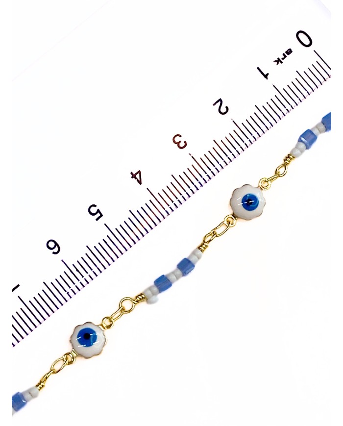 Mineli Kuyumcu Zinciri Altın Renk Nazar Boncuğu 5mm - 1m