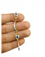 Mineli Kuyumcu Zinciri Altın Renk Nazar Boncuğu 5mm - 1m