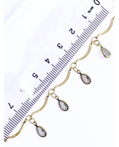 Zirkon Taşlı Kuyumcu Zinciri Altın Renk Damla 5mm - 1m