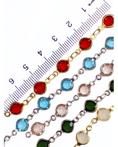 Cam Taşlı Kuyumcu Zinciri Gümüş Renk Yuvarlak Yeşil 5mm - 1m