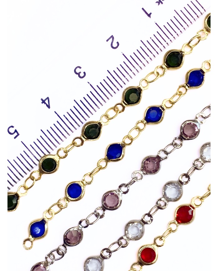 Cam Taşlı Kuyumcu Zinciri Altın Renk Yuvarlak Siyah 3mm - 1m