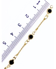 Cam Taşlı Kuyumcu Zinciri Altın Renk Yuvarlak Siyah 3mm - 1m