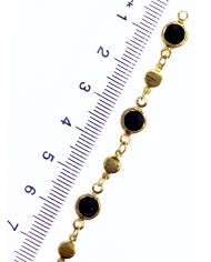 Cam Taşlı Kuyumcu Zinciri Altın Renk Yuvarlak Siyah 5mm - 1m