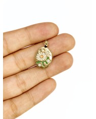 Çelik Oval Papatya Figürlü Kolye Bileklik Ucu Charm Altın Renk 1 Adet