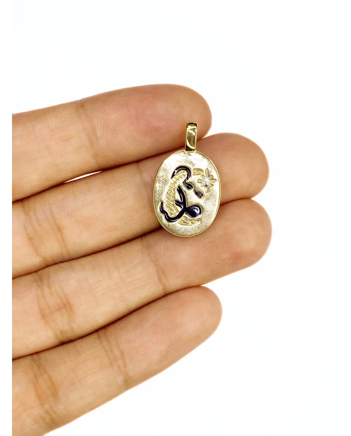 Çelik Oval Ay Figürlü Kolye Bileklik Ucu Charm Altın Renk 1 Adet