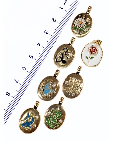 Çelik Oval Papatya Figürlü Kolye Bileklik Ucu Charm Altın Renk 1 Adet