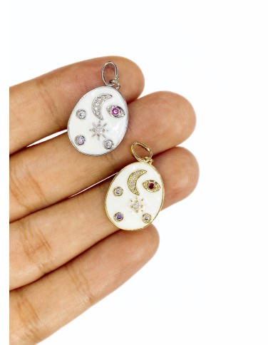 Plaka Ay Figürlü Kolye Bileklik Ucu Charm Gümüş 1 Adet