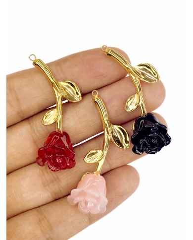 Gül Kolye Bileklik Ucu Charm Altın Kırmızı 1 Adet