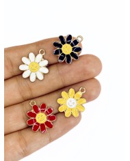 Papatya Kolye Bileklik Ucu Charm Altın Kırmızı 1 Adet
