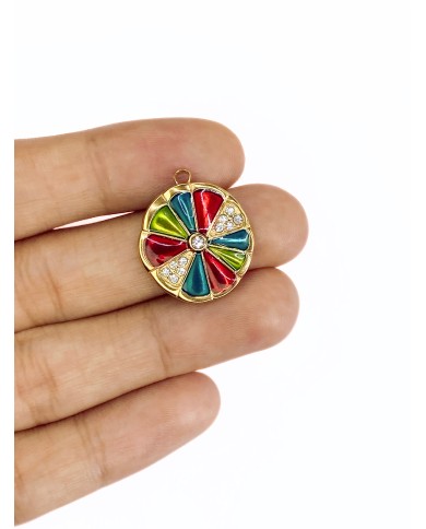 Zirkon Taşlı Çiçek Kolye Bileklik Ucu Charm Altın Renkli 1 Adet