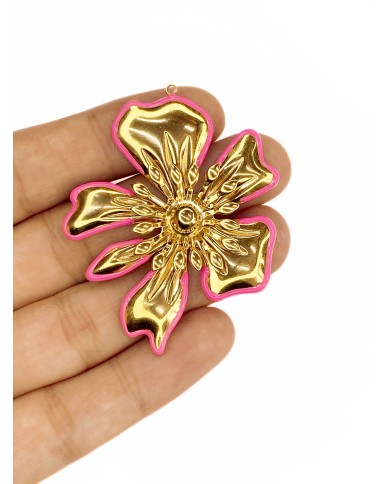 Çiçek Kolye Bileklik Ucu Charm Altın Pembe 1 Adet