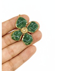 Çiçek Kolye Bileklik Ucu Charm Altın Yeşil 1 Adet
