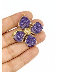 Çiçek Kolye Bileklik Ucu Charm Altın Mor 1 Adet