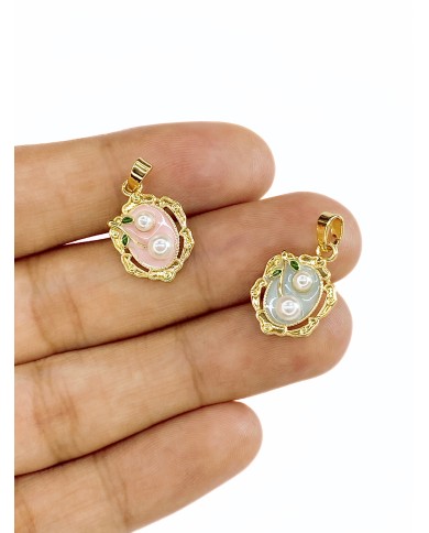 Plaka İnci Kiraz Figürlü Kolye Bileklik Ucu Charm Altın Mavi 1 Adet