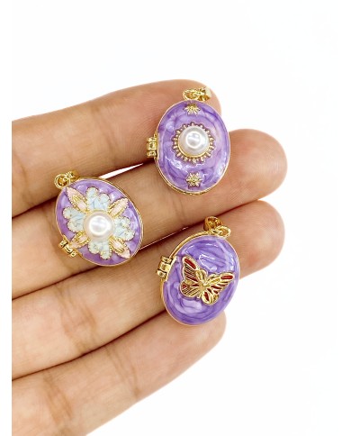 Açılır Kapanır Kelebek Kolye Bileklik Ucu Charm Altın Mor 1 Adet