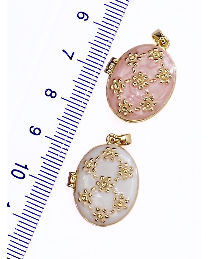 Açılır Kapanır Oval Kolye Bileklik Ucu Charm Altın Beyaz 1 Adet