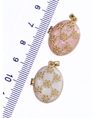 Açılır Kapanır Oval Kolye Bileklik Ucu Charm Altın Beyaz 1 Adet