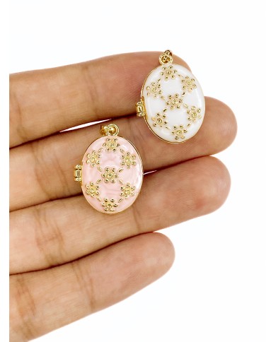 Açılır Kapanır Oval Kolye Bileklik Ucu Charm Altın Beyaz 1 Adet