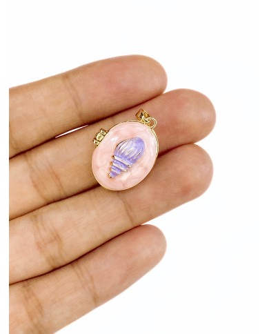 Açılır Kapanır Oval Deniz Kabuğu Kolye Bileklik Ucu Charm Altın Pembe 1 Adet