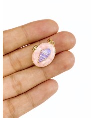Açılır Kapanır Oval Deniz Kabuğu Kolye Bileklik Ucu Charm Altın Pembe 1 Adet