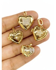 Açılır Kapanır Kalp Taşlı Yıldız Kolye Bileklik Ucu Charm Altın 1 Adet