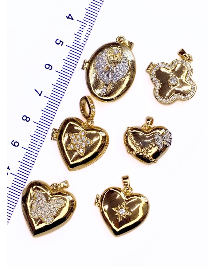 Açılır Kapanır Kalp Taşlı Küçük Yıldız Kolye Bileklik Ucu Charm Altın 1 Adet