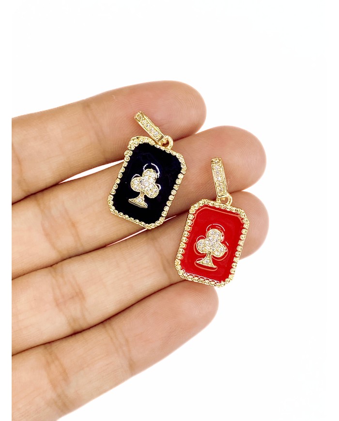 Açılır Kapanır Plaka Taşlı İskanbil Kolye Bileklik Ucu Charm Altın Kırmızı 1 Adet