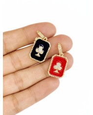 Açılır Kapanır Plaka Taşlı İskanbil Kolye Bileklik Ucu Charm Altın Kırmızı 1 Adet