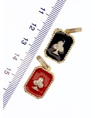 Açılır Kapanır Plaka Taşlı İskanbil Kolye Bileklik Ucu Charm Altın Kırmızı 1 Adet