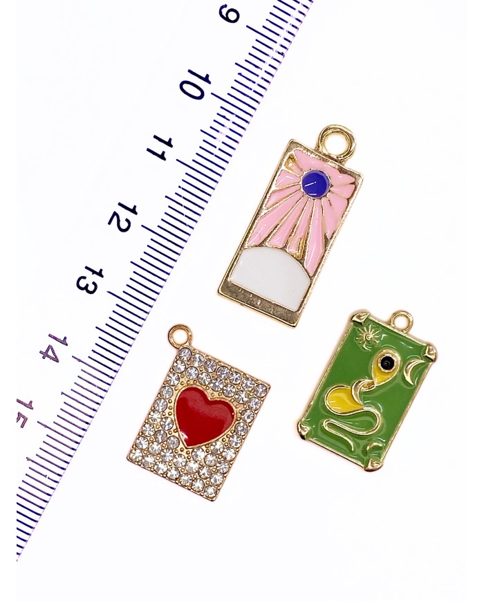 Tarot Plaka Kolye Bileklik Ucu Charm Pembe 1 Adet