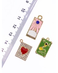 Tarot Plaka Kolye Bileklik Ucu Charm Pembe 1 Adet